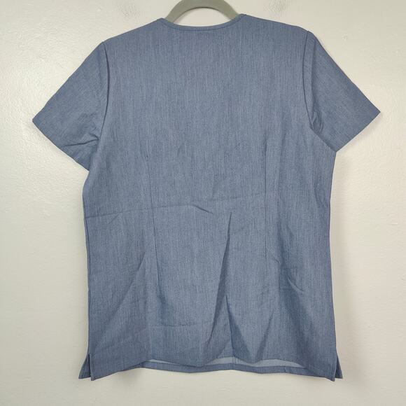 Figs Casma Scrub Top Womens XXS Heather Denim Gray V-Neck Pockets NWT 10 - Picture 3 of 6